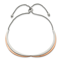 Chisel Stainless Steel Polished Rose IP-plated with Crystal Heart Shaped Adjustable Bangle Bracelet SRB2885