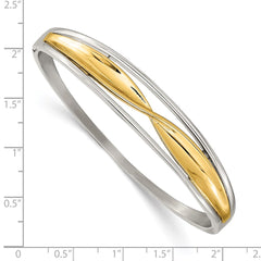 Chisel Stainless Steel Polished Twisted Yellow IP-plated Hinged Bangle SRB2911