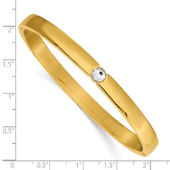 Chisel Stainless Steel Polished Yellow IP-plated Preciosa Crystal 6mm Hinged Bangle SRB2928