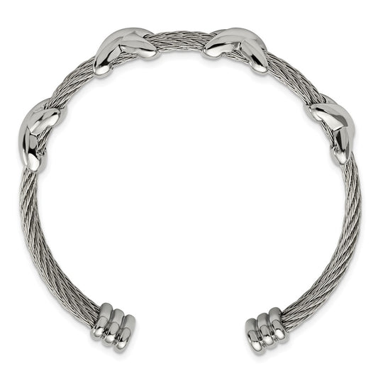 Chisel Stainless Steel Polished Cable X Design Cuff Bangle SRB2935
