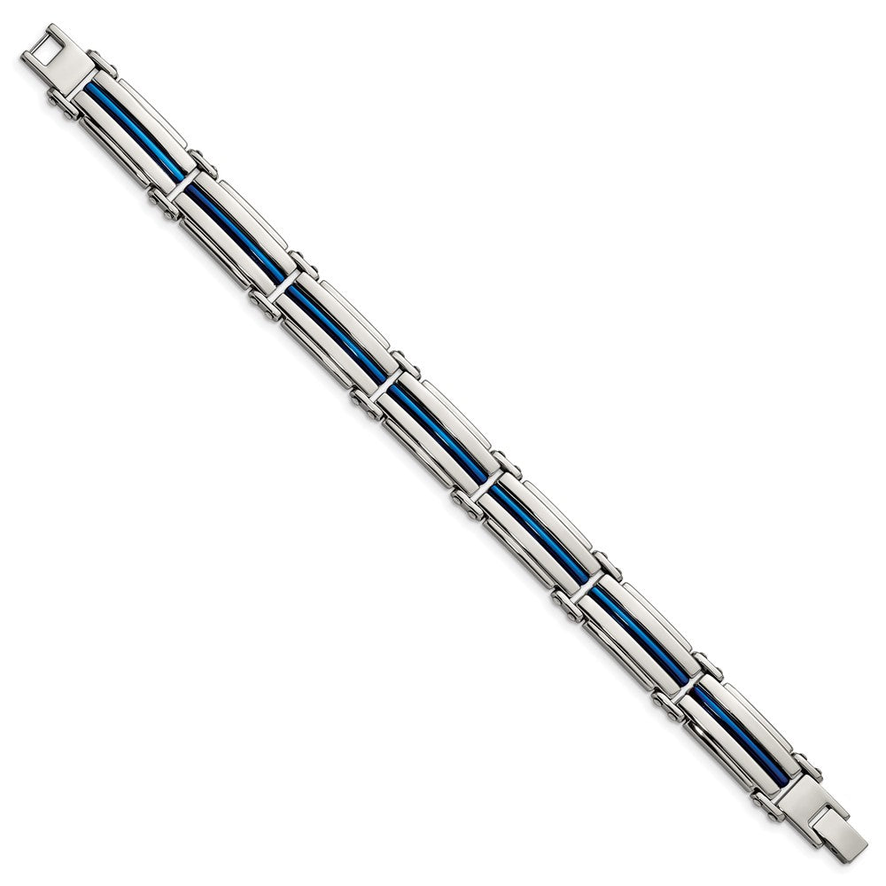 Chisel Stainless Steel Polished Blue IP-plated 8.5 inch Link Bracelet SRB2953-8.5