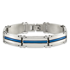 Chisel Stainless Steel Polished Blue IP-plated 8.5 inch Link Bracelet SRB2953-8.5