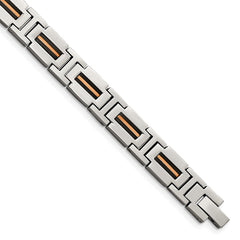 Chisel Stainless Steel Polished Black and Rose IP-plated 8.5 inch Link Bracelet SRB2957-8.5