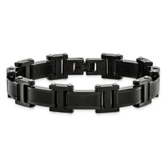 Chisel Stainless Steel Brushed and Polished Black IP-plated 8.25 inch Link Bracelet SRB2959-8.25
