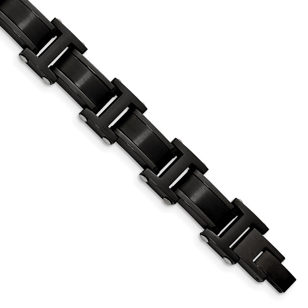 Chisel Stainless Steel Brushed and Polished Black IP-plated 8.25 inch Link Bracelet SRB2959-8.25