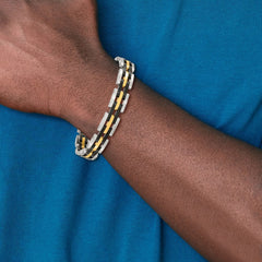 Chisel Stainless Steel Brushed and Polished Black and Yellow IP-plated 8.25 inch Link Bracelet SRB2961-8.25
