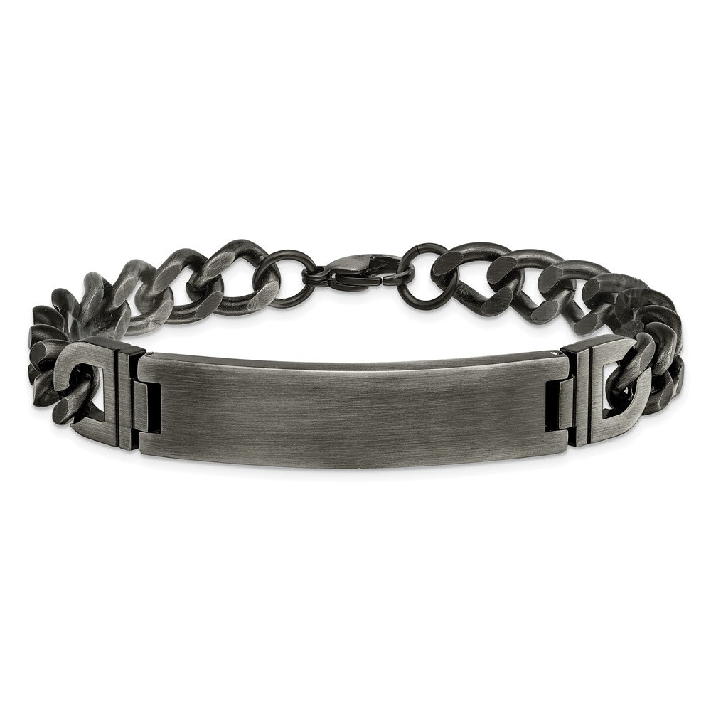 Chisel Stainless Steel Brushed Antiqued White Bronze Plated Curb Chain 8.75 inch ID Bracelet SRB2962-8.75