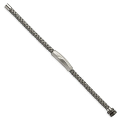 Chisel Stainless Steel Antiqued and Brushed Grey Leather 8.25 inch Bracelet SRB3006-8.25