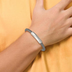 Chisel Stainless Steel Antiqued and Brushed Grey Leather 8.25 inch Bracelet SRB3006-8.25
