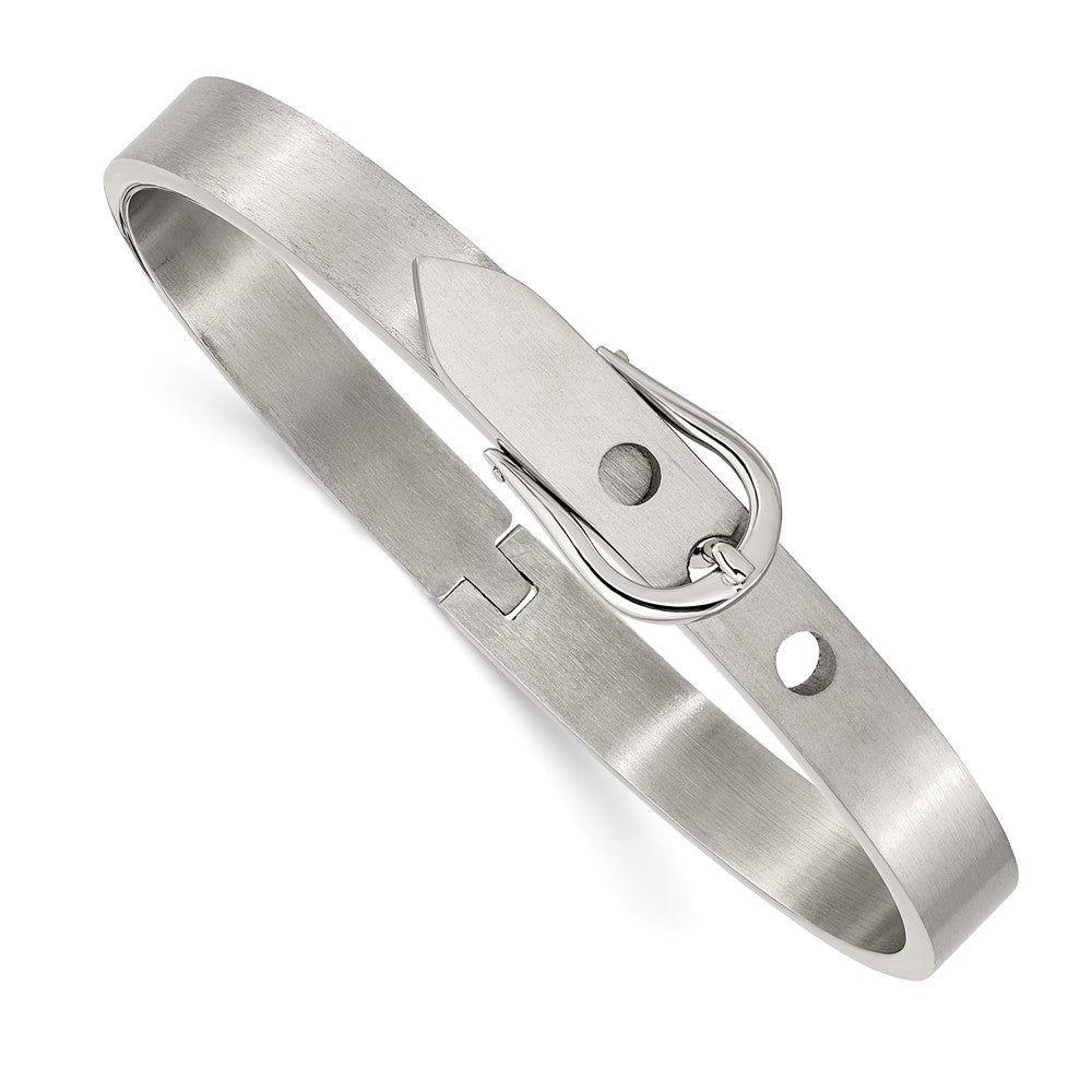 Chisel Stainless Steel Brushed and Polished Belt Hinged Bracelet SRB303
