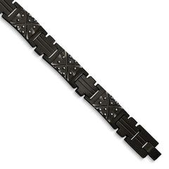 Chisel Stainless Steel Antiqued and Brushed Black IP-plated 9.25 inch Link Bracelet SRB3030-9.25