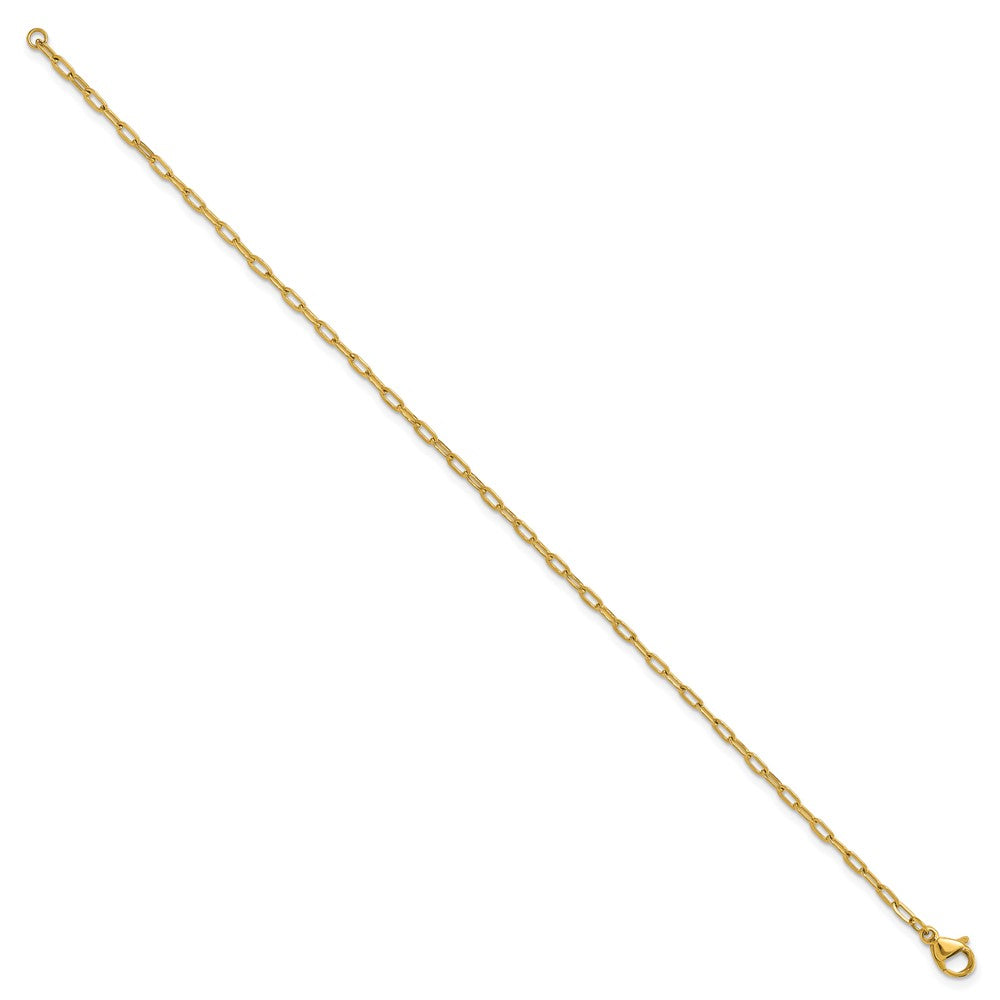 Chisel Stainless Steel Polished Yellow IP-plated Enlongated Open Paperclip Link 7.25 inch Chain Bracelet SRB3048-7.25