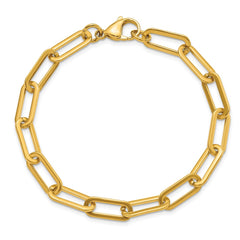 Chisel Stainless Steel Polished Yellow IP-plated Enlongated Open Link Paperclip 7.75 inch Chain Bracelet SRB3049-7.75
