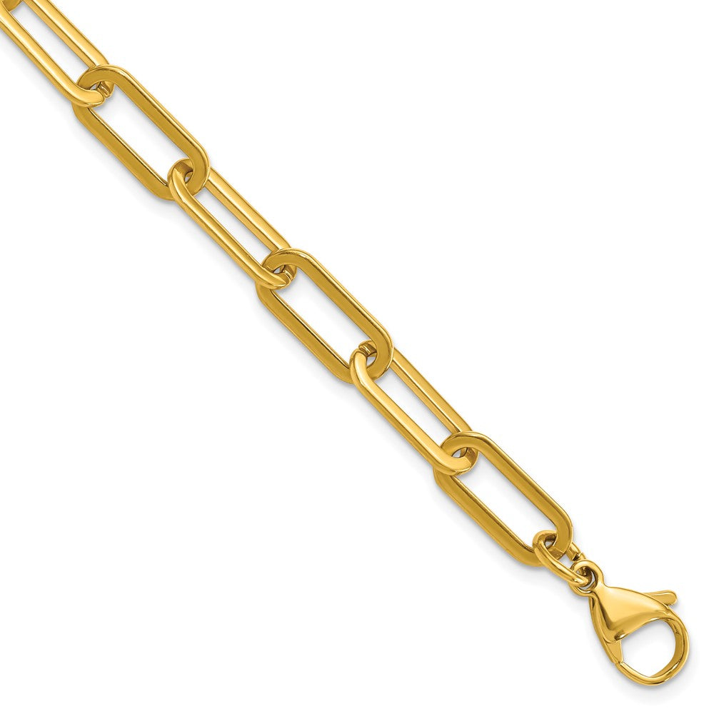 Chisel Stainless Steel Polished Yellow IP-plated Enlongated Open Link Paperclip 7.75 inch Chain Bracelet SRB3049-7.75