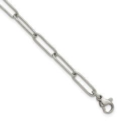 Chisel Stainless Steel Polished Elongated Open Link Paperclip 7 inch Bracelet with 1.25 inch Extension SRB3053-7