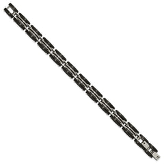 Chisel Stainless Steel Brushed and Polished Black and Rose IP-plated Reversible 7.5 inch Bracelet with .5 inch Extension SRB3065-7.5