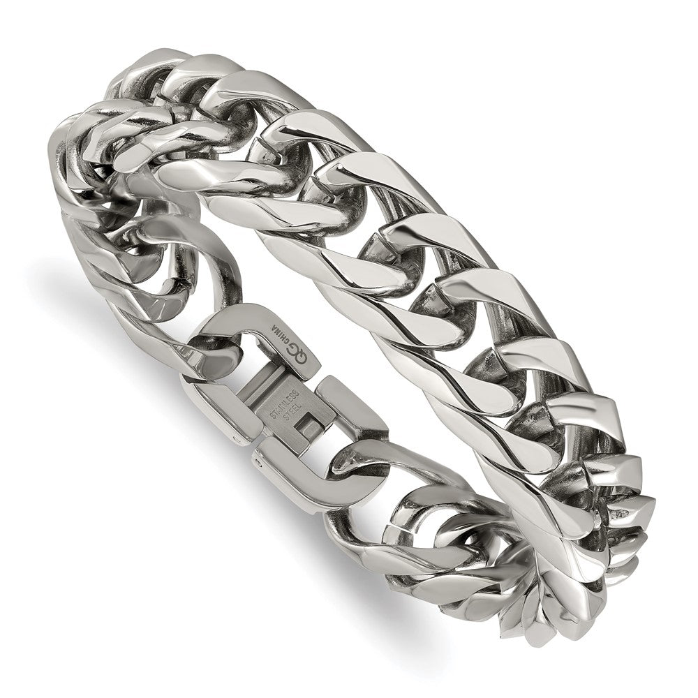 Chisel Stainless Steel Polished 8.25 inch Heavy Curb Link Bracelet SRB3067-8.25