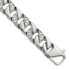 Chisel Stainless Steel Polished with CZ 8.5 inch Curb Link Bracelet SRB3069-8.5