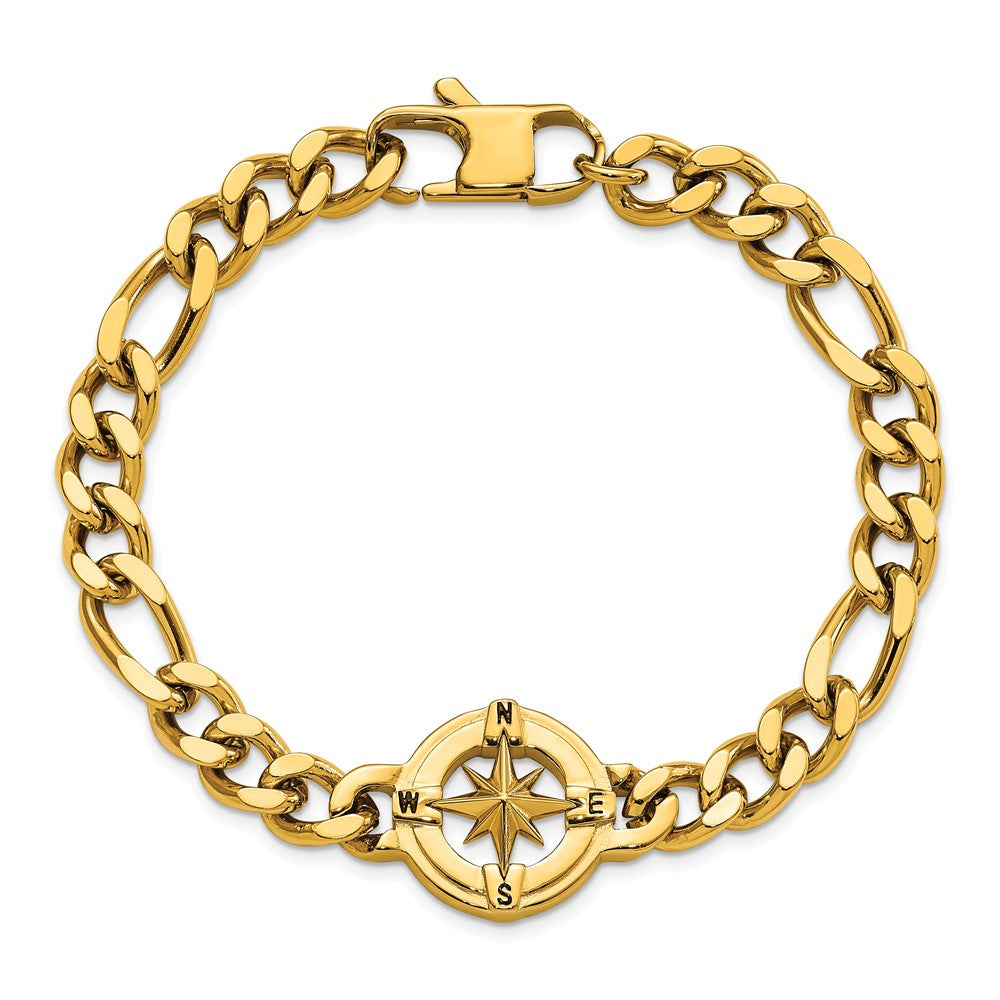 Chisel Stainless Steel Polished Yellow IP-plated Compass 8.75 inch Bracelet SRB3075Y-8.75
