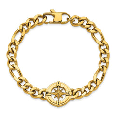 Chisel Stainless Steel Polished Yellow IP-plated Compass 8.75 inch Bracelet SRB3075Y-8.75