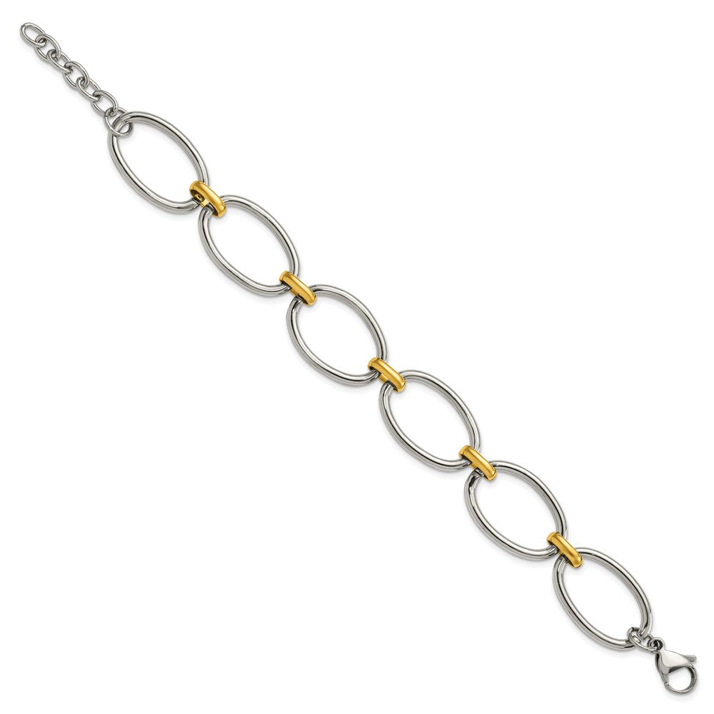 Chisel Stainless Steel Polished Yellow IP-plated Open Link 7.5 inch Bracelet with 1 inch Extension SRB3076-7.5