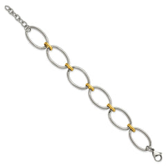 Chisel Stainless Steel Polished Yellow IP-plated Open Link 7.5 inch Bracelet with 1 inch Extension SRB3076-7.5
