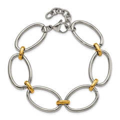 Chisel Stainless Steel Polished Yellow IP-plated Open Link 7.5 inch Bracelet with 1 inch Extension SRB3076-7.5
