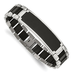 Chisel Stainless Steel Brushed and Polished Black IP-plated 8.5 inch ID Bracelet SRB3078-8.5
