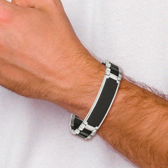 Chisel Stainless Steel Brushed and Polished Black IP-plated 8.5 inch ID Bracelet SRB3078-8.5