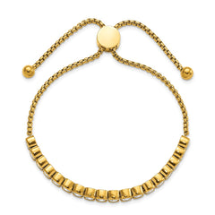 Chisel Stainless Steel Polished Yellow IP-plated with Round CZ Adjustable Bracelet SRB3082