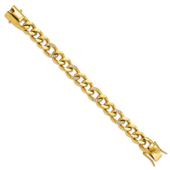Chisel Stainless Steel Polished Yellow IP-plated with CZ 8 inch Curb Link Bracelet SRB3096-8