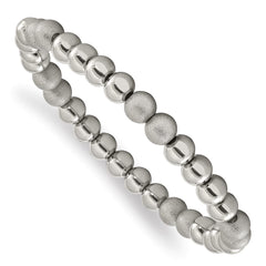Chisel Stainless Steel Polished and Laser-cut 8mm Beaded Stretch Bracelet SRB3100