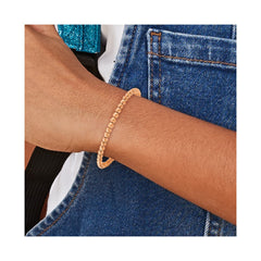 Chisel Stainless Steel Polished Rose IP-plated 4mm Beaded 6.5 inch Bracelet with 1.5 inch Extension SRB3111R-6.5