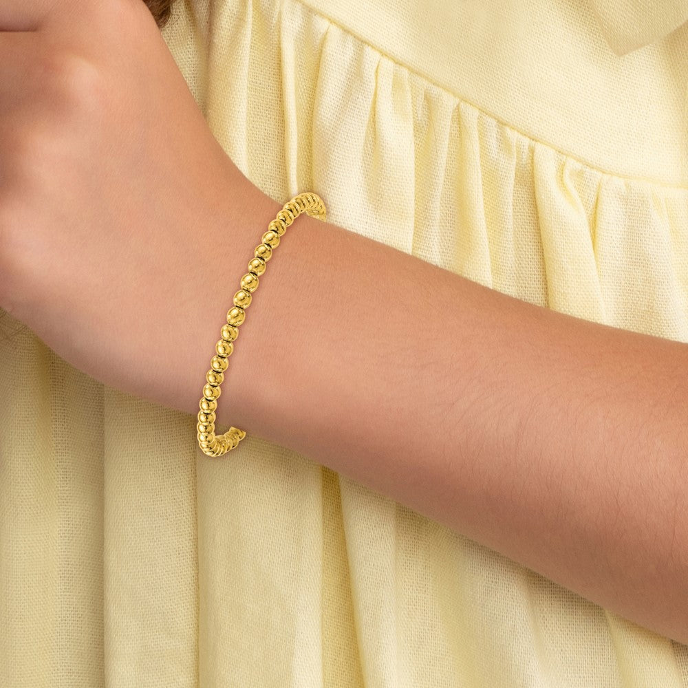 Chisel Stainless Steel Polished Yellow IP-plated 4mm Beaded 6.5 inch Bracelet with 1.5 inch Extension SRB3111Y-6.5