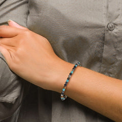 Chisel Stainless Steel Polished 5mm Spectrolite, Agate, Tiger's Eye and Howlite Beaded Stretch Bracelet SRB3133