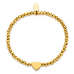 Chisle Stainless Steel Polished Yellow IP-plated Heart 4mm Stretch Bracelet SRB3140Y