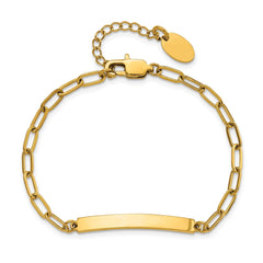 Chisel Stainless Steel Polished Yellow IP-plated Paperclip Link Chain 6.5 inch ID Bracelet with 1.25 inch Extension SRB3147-6.5
