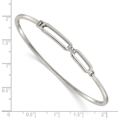 Chisel Stainless Steel Polished with Crystals 6.5 inch Hinged Bangle SRB3150