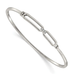 Chisel Stainless Steel Polished with Crystals 6.5 inch Hinged Bangle SRB3150