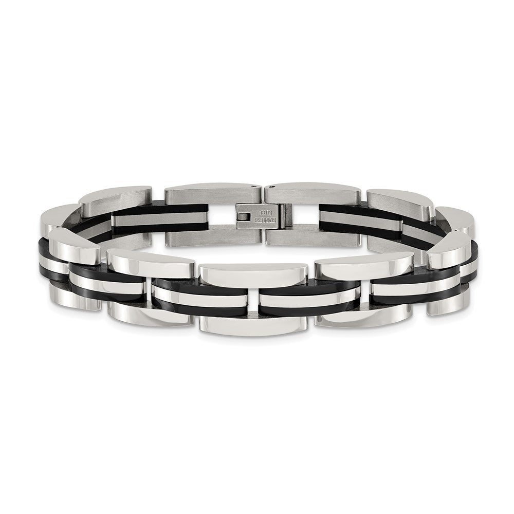 Chisel Stainless Steel Polished Black IP-plated 8.5 inch Bracelet SRB3156-8.5