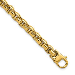 Chisel Stainless Steel Polished Yellow IP-plated 8mm 9 inch Round Box Chain Bracelet SRB3160-9