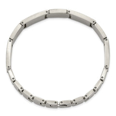Chisel Stainless Steel Polished with Diamond-cut 14K Gold Accent and 1/20ct. Diamond with Black Enamel 8 inch Bracelet SRB3172-8