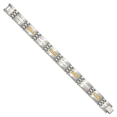 Chisel Stainless Steel Brushed and Polished with 14K Gold Accent and 1/4ct. Diamond 8.5 inch Bracelet SRB3177-8.5