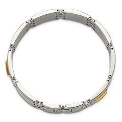 Chisel Stainless Steel Brushed and Polished with 14K Gold Accent and 1/4ct. Diamond 8.5 inch Bracelet SRB3177-8.5