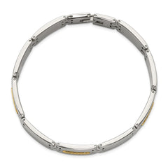 Chisel Stainless Steel Polished with 14K Gold Accent 8.75 inch Link Bracelet SRB3182-8.75