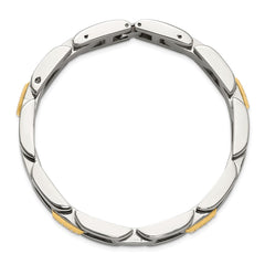 Chisel Stainless Steel Polished with 14K Gold Accent and 1/4ct. Diamond 8.25 inch Link Bracelet SRB31823-8.25