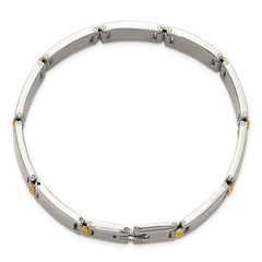 Chisel Stainless Steel Polished with 14K Gold Accent and 1/10ct. Diamond 8.5 inch Link Bracelet SRB3191-8.5