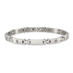 Chisel Stainless Steel Brushed and Polished with 14K White Gold Accent and .02ct Diamond 8.5 inch Bracelet SRB3194-8.5