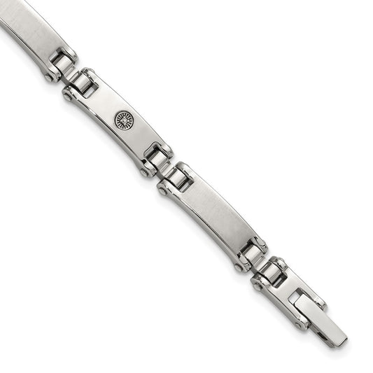Chisel Stainless Steel Brushed and Polished with 14K White Gold Accent and .02ct Diamond 8.5 inch Bracelet SRB3194-8.5