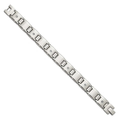 Chisel Stainless Steel Polished with 14K White Accent and .03ct Diamond 8 inch Link Bracelet SRB3196-8